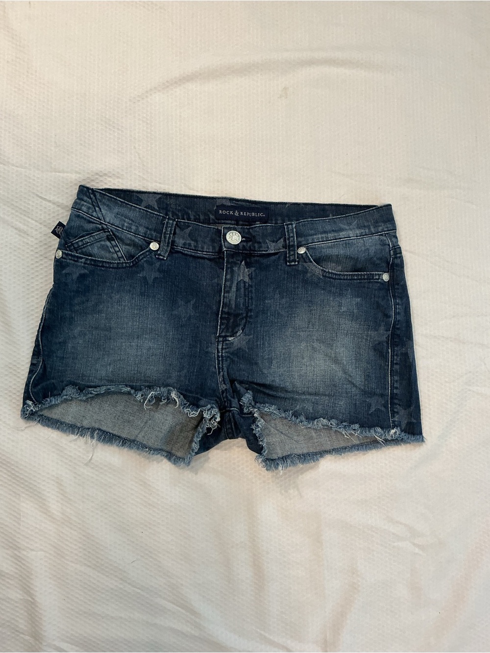 Rock & Republic Dark Indigo Distressed Denim Cutoff Shorts